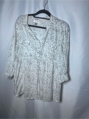 Motherhood Cream Floral Henley Tunic